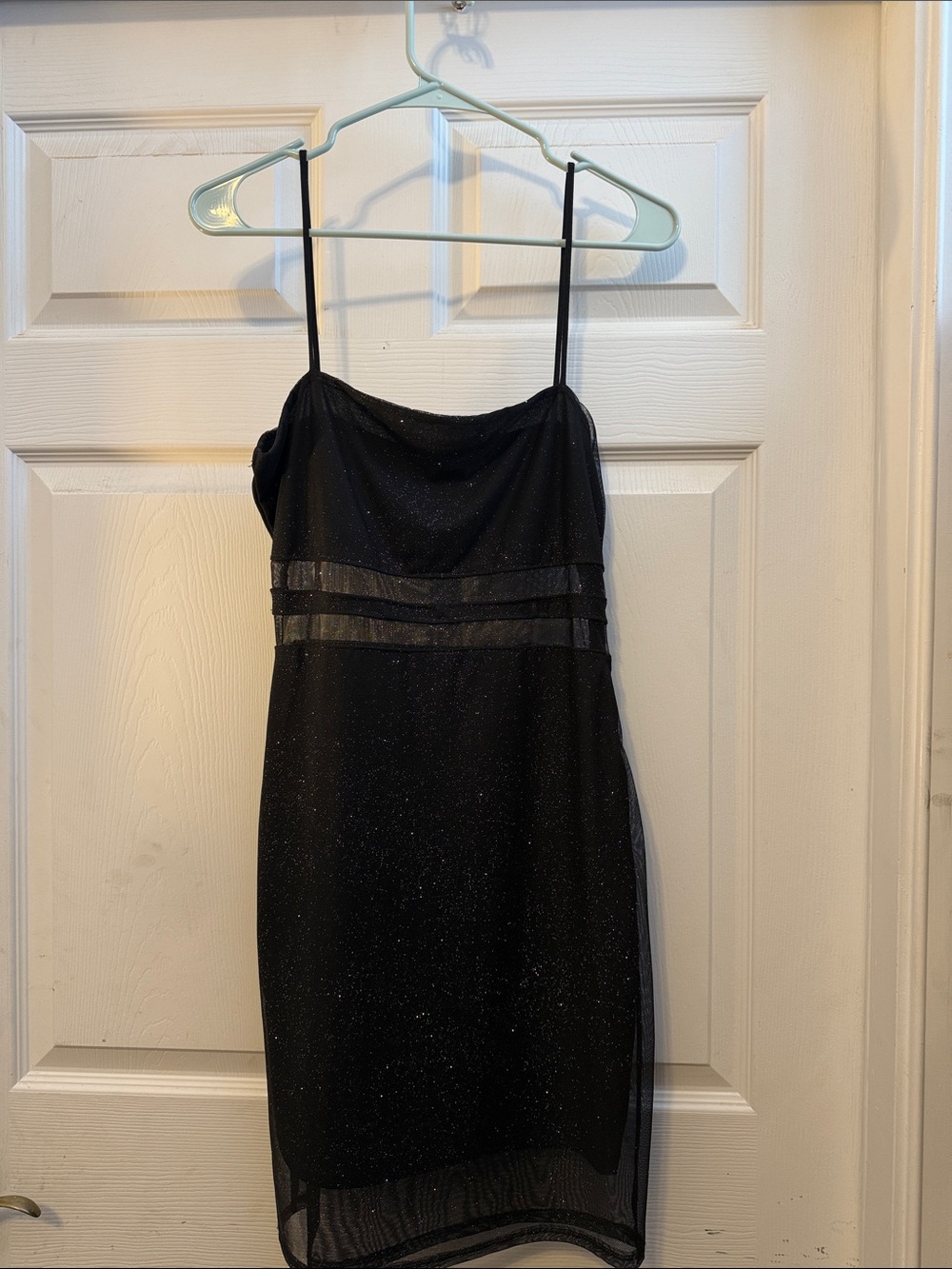 Windsor Black Sparkle Spaghetti-Strap Mini Dress